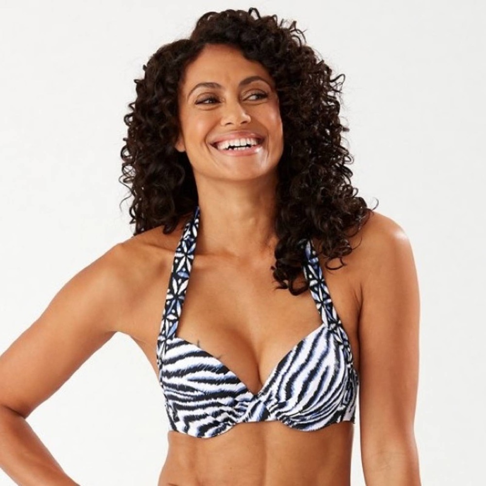 Tommy Bahama Zanzibar Zebra Underwire Bikini Swimsuit Top Size 34D new no tags